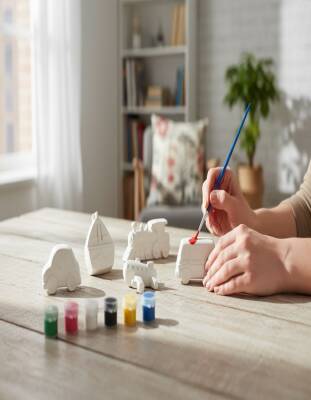 Taş Tozundan El Yapımı Araçlar Boyama Seti – 6 Renk Boya & Fırça | Çocuklar İçin Eğitici Boyama Seti - 4