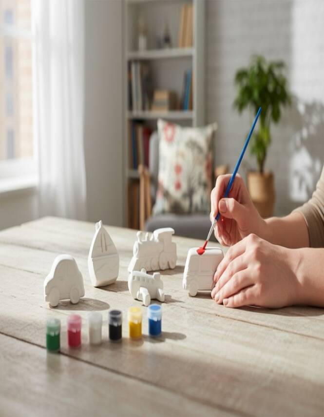 Taş Tozundan El Yapımı Araçlar Boyama Seti – 6 Renk Boya & Fırça | Çocuklar İçin Eğitici Boyama Seti - 4