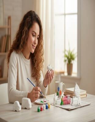 Taş Tozundan El Yapımı Araçlar Boyama Seti – 6 Renk Boya & Fırça | Çocuklar İçin Eğitici Boyama Seti - 6