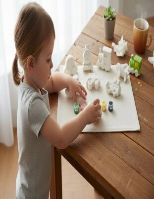 Taş Tozundan El Yapımı Araçlar Boyama Seti – 6 Renk Boya & Fırçalı | Çocuk Boyama Etkinliği - 9