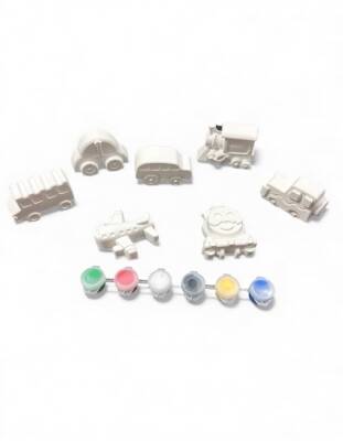 Taş Tozundan El Yapımı Araçlar Boyama Seti – 6 Renk Boya & Fırçalı | Çocuk Boyama Etkinliği - 5