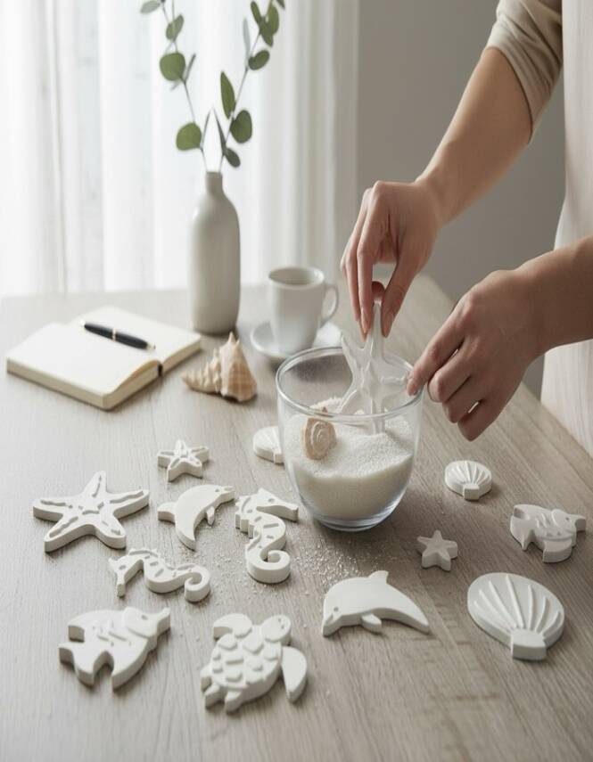 Taş Tozundan El Yapımı Deniz Canlıları Boyama Seti – 6 Renk Boya & Fırça | Çocuk Boyama Seti - 2