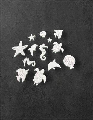 Taş Tozundan El Yapımı Deniz Canlıları Boyama Seti – 6 Renk Boya & Fırça | Çocuk Boyama Seti - 6