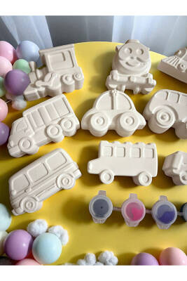 Taşıtlar Çocuk Aktivite Seti Taş Boyama Kendin Yap 12 Parça Set - 2