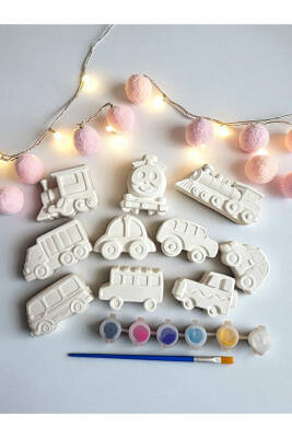 Taşıtlar Çocuk Aktivite Seti Taş Boyama Kendin Yap 12 Parça Set - 3