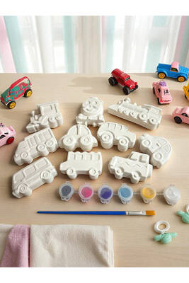 Taşıtlar Çocuk Aktivite Seti Taş Boyama Kendin Yap 12 Parça Set - 5