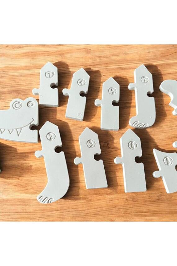 Timsah Puzzle Taş Boyama Seti | Anne & Çocuk Etkinliği | El Becerisi Geliştirici - 2