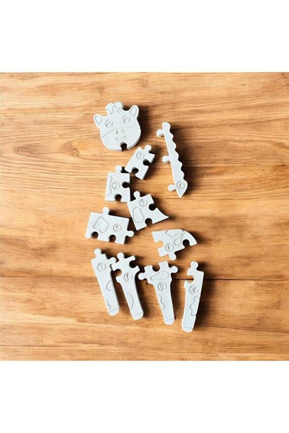 Zürafa Puzzle Taş Boyama Seti | Anne & Çocuk Etkinliği | El Becerisi Geliştirici - 2